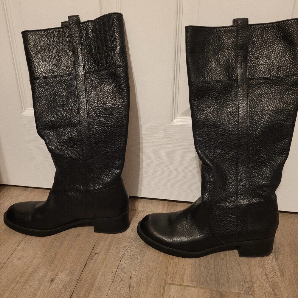 Lucky Brand Woman's Pebble Leather Black Knee High Riding Boot Size US 9W EU 39